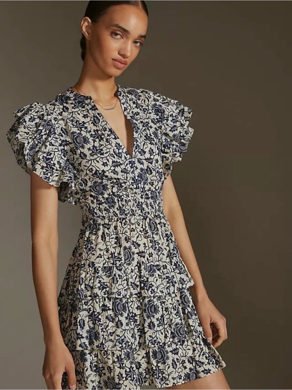 Anthropologie Love the Label Isla Dress White & Navy in XS
